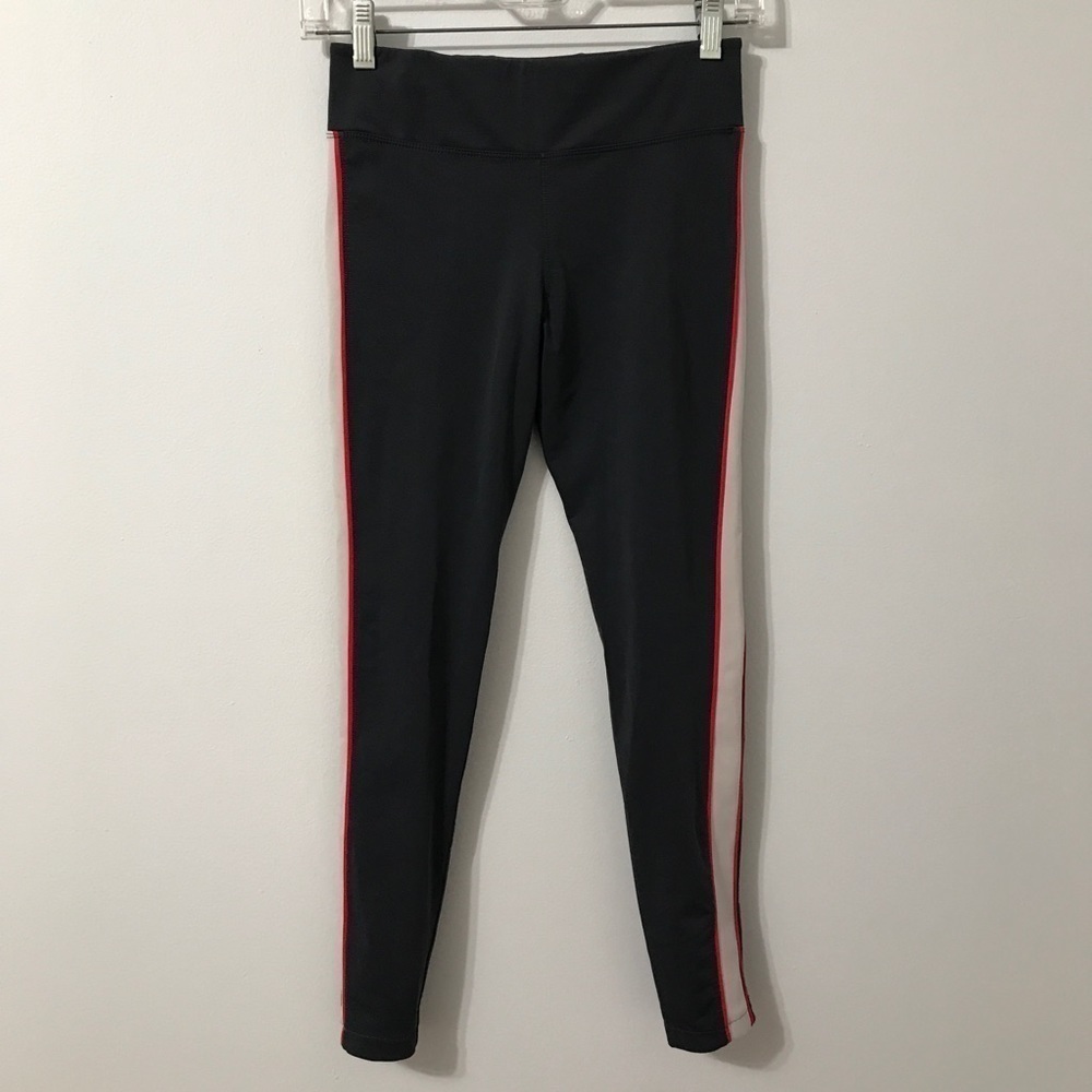 LAAIN Gray Athletic Leggings with Side Stripes